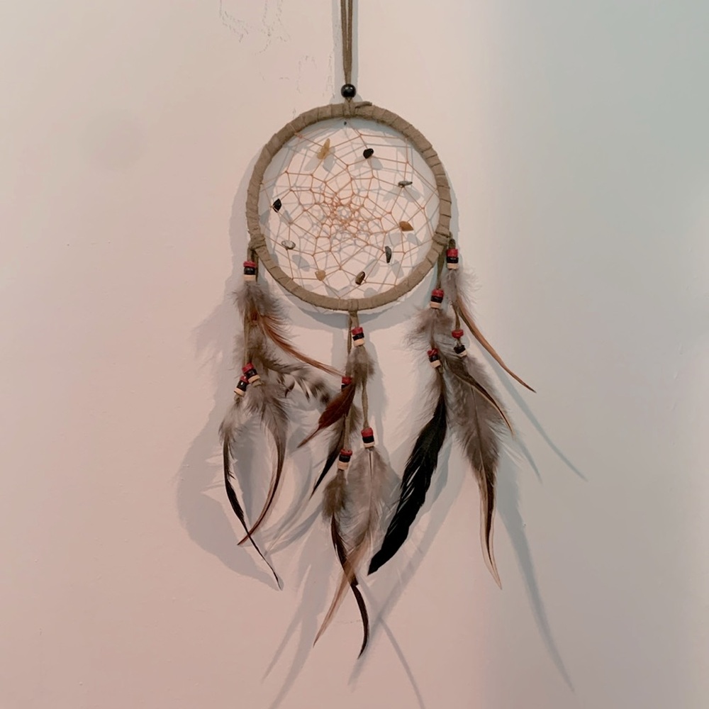 *5/$20 or 3/$15* Stone, Bead and Feather Hanging Dreamcatcher